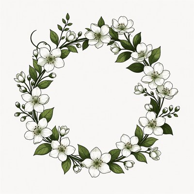 White flower wreath design for decoration