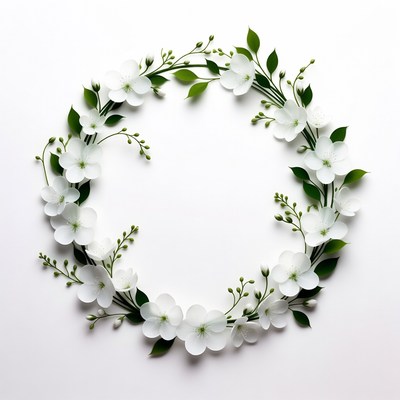 Floral wreath on white background