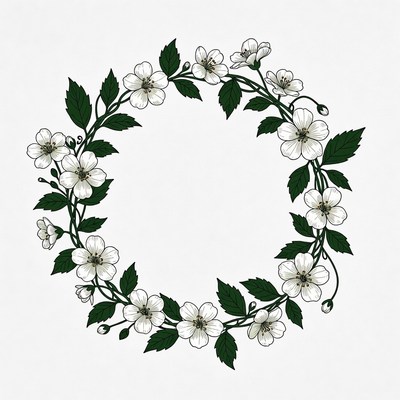 Flower wreath design on white background