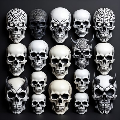 Collection of various skull designs