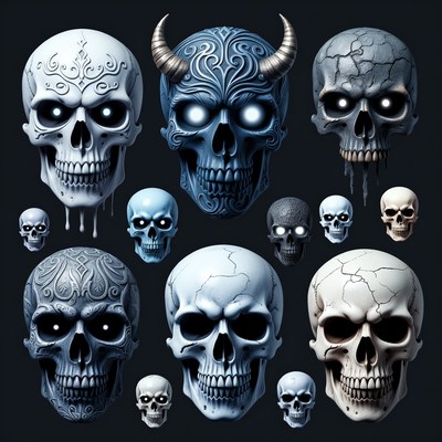 Collection of decorative skull designs