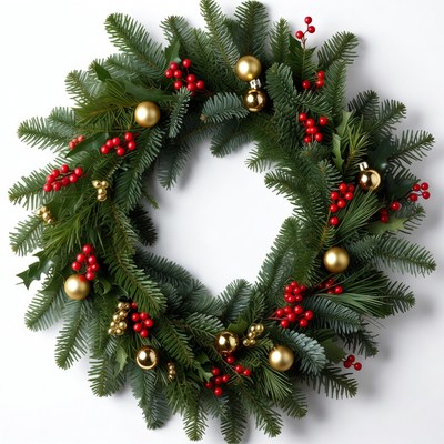 Festive wreath with red berries