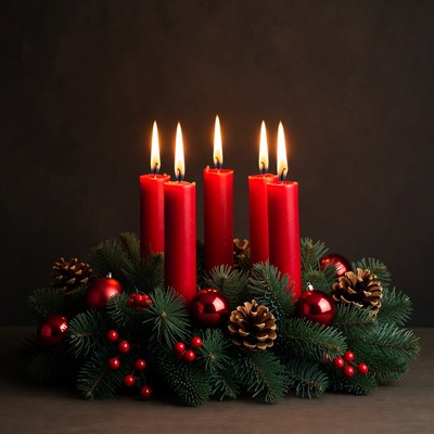 Candles and greenery for celebration