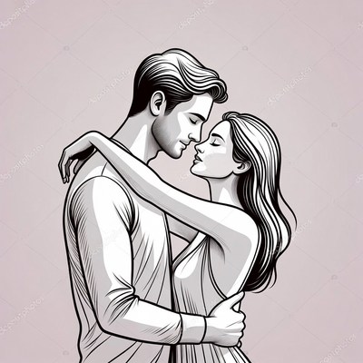 Couple embracing in close moment