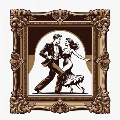 Vintage couple dancing in a frame