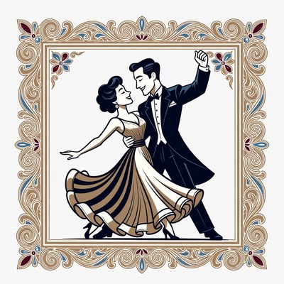 Couple dancing in classic attire