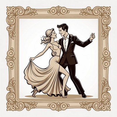 Dance couple in elegant pose