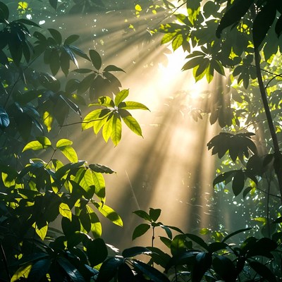 Sunlight shining through leaves