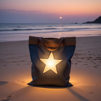 Beach bag with star at sunset