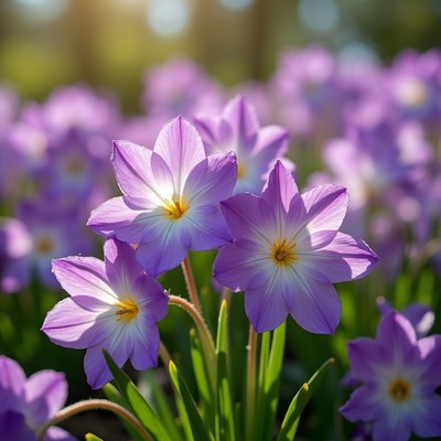 Colorful flowers bloom in spring garden