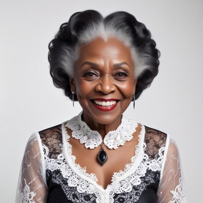 Smiling woman in elegant outfit