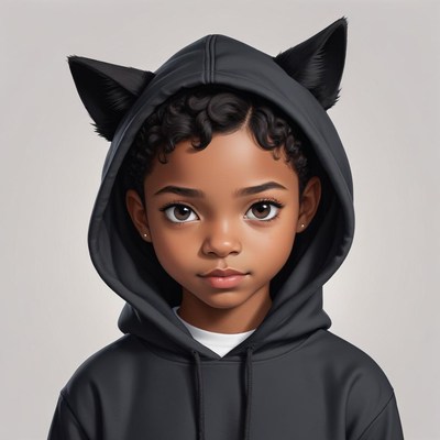 Child with cat hoodie