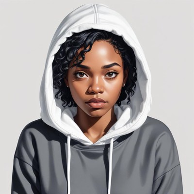 Young adult in hoodie indoors