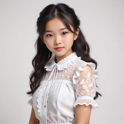 Young girl in white dress posing