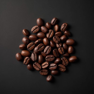 Coffee beans on dark surface
