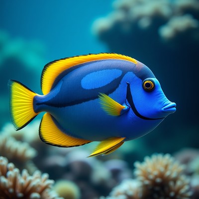Colorful fish swimming in coral reef