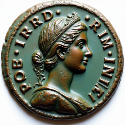 Coin with profile of a woman