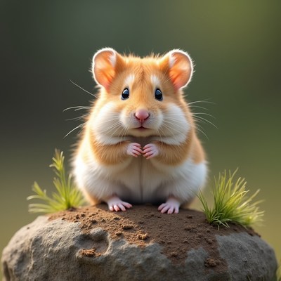 Cute hamster sitting on a rock