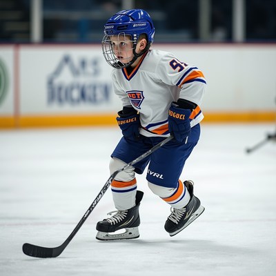 Young player practices on the ice