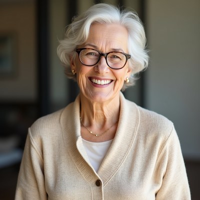 Senior woman smiling indoor