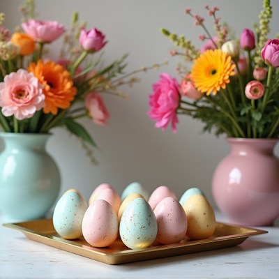 Spring celebration with pastel eggs
