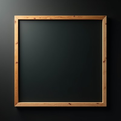 Wooden frame on black wall