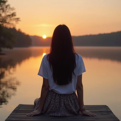 Watching sunset by the lake