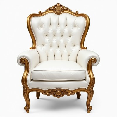 Elegant white chair with gold accents