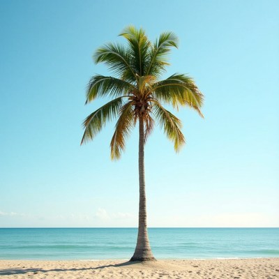 Palm tree by the ocean shore