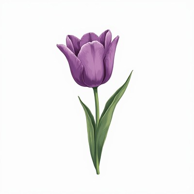 Purple tulip on white background