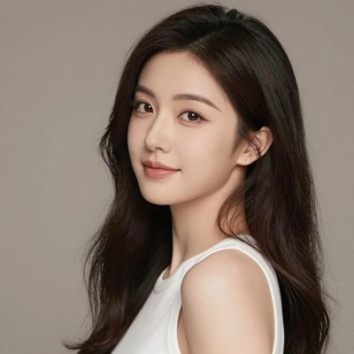 Young woman with long hair poses