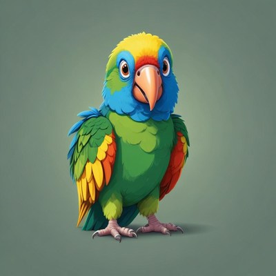 Colorful parrot standing on two feet
