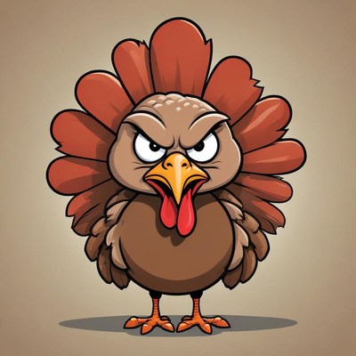 Cartoon turkey standing with an angry look