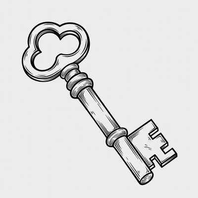 Vintage key on a gray background