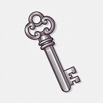 Decorative key on a white background