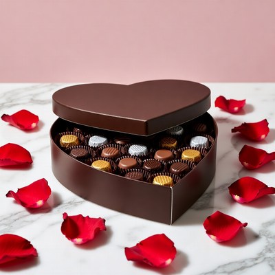 Heart-shaped box of chocolates for celebration