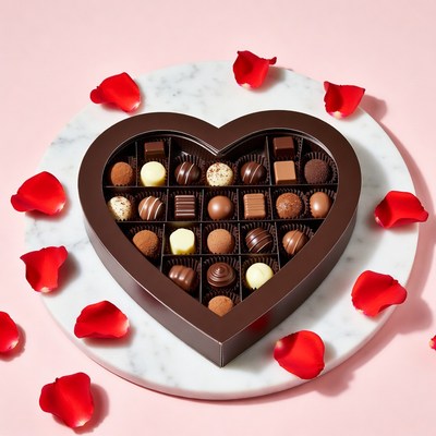 Heart-shaped box with assorted chocolates