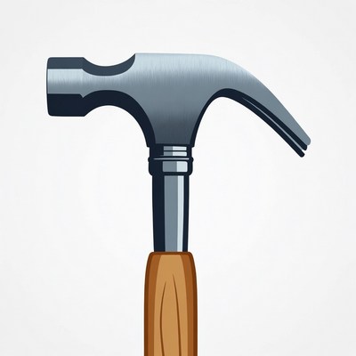 Metal hammer with wood handle