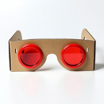 Red lens glasses on a table