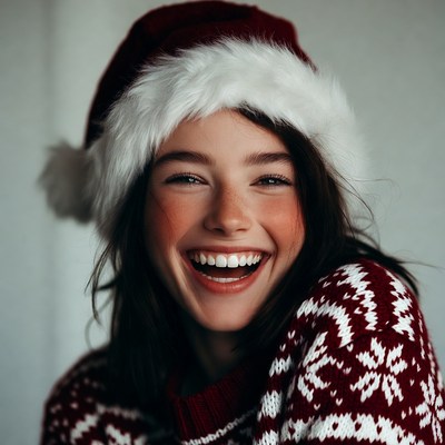 Smiling girl in christmas hat