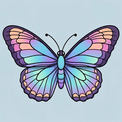 Butterfly with colorful wings in detail