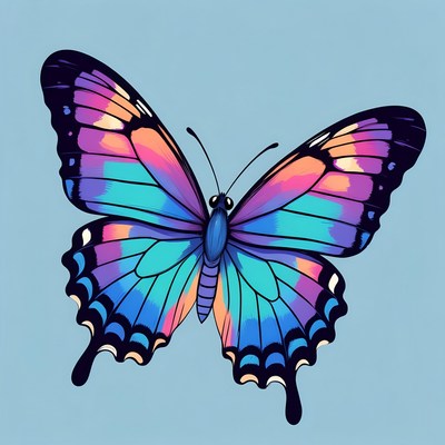 Colorful butterfly on blue background