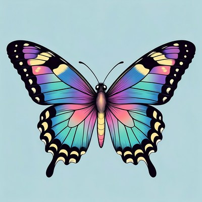 Colorful butterfly illustration on blue background