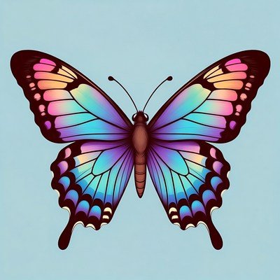 Colorful butterfly on blue background