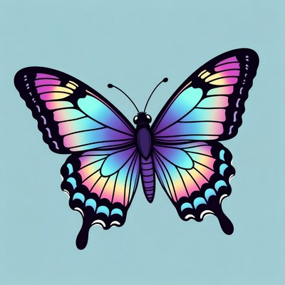 Colorful butterfly on blue background