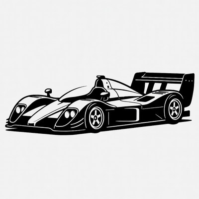 Race car design in black and white