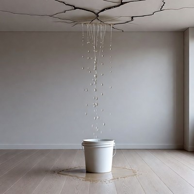 Water drops fall from ceiling