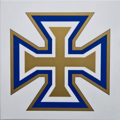 Cross design in blue and gold