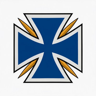 Cross emblem design with colors and shapes