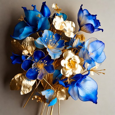 Colorful paper flower arrangement on grey wall